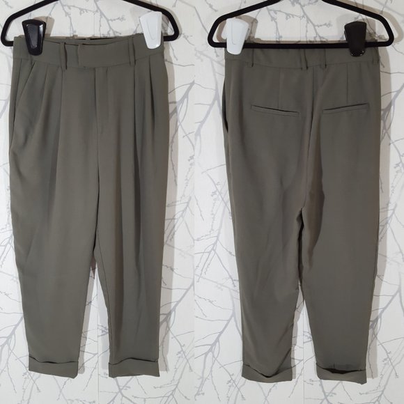 BB Dakota Sage Green High Rise Pleated Front Ankle Pants - Picture 2 of 6